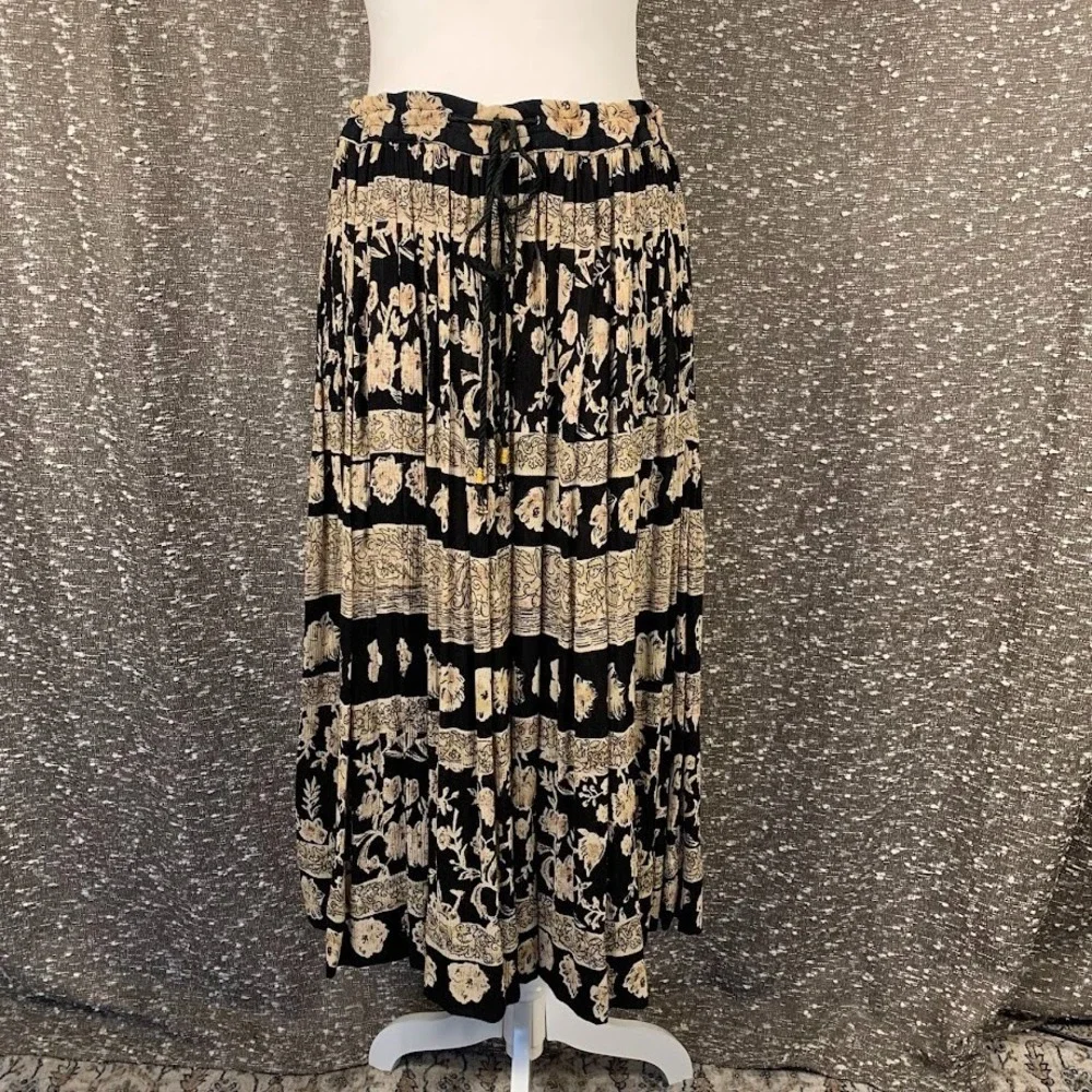 Vintage Sag Harbor Floral Print Midi Skirt‎ Drawstring Waist Boho Women's Small